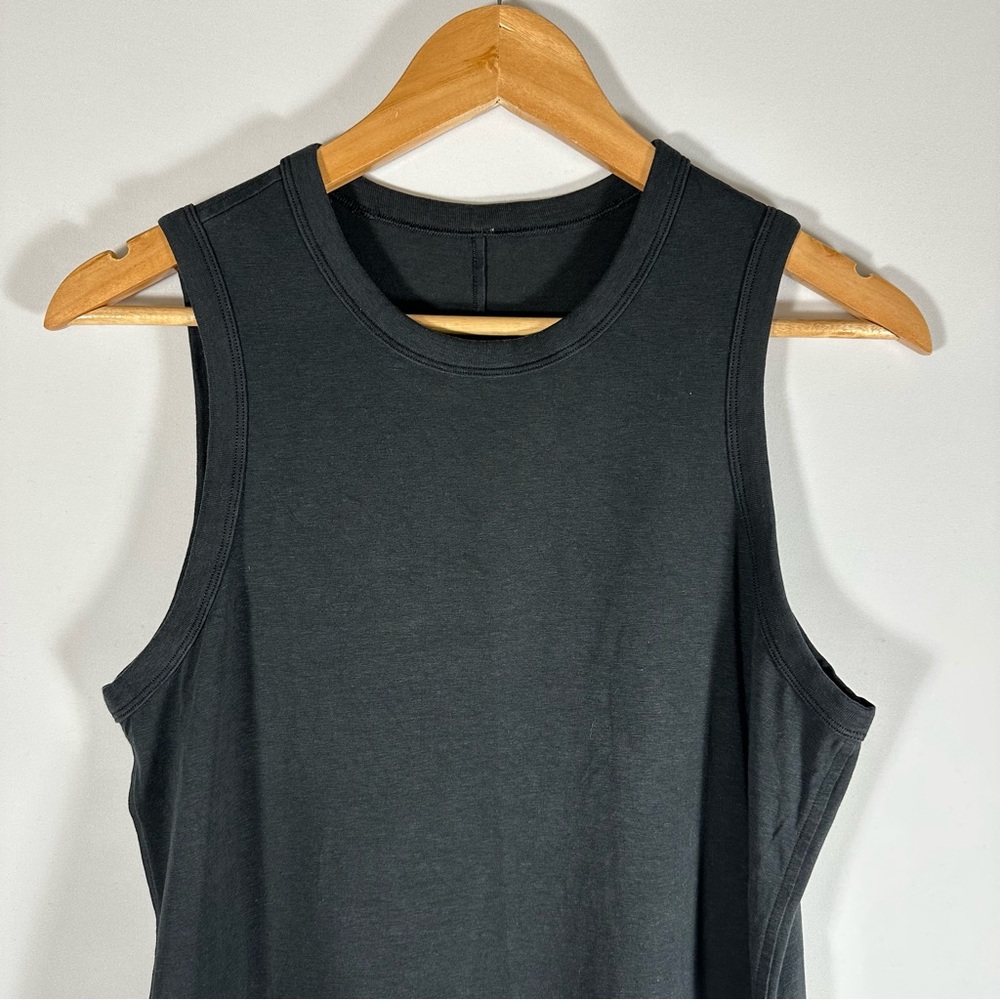 LULULEMON Classic-Fit Cotton-Blend Black Dress With Side Slits Size 6 EUC - Picture 3 of 8